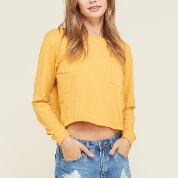 felicias Tops - LAST NWT Yellow Cropped Long Sleeve Top